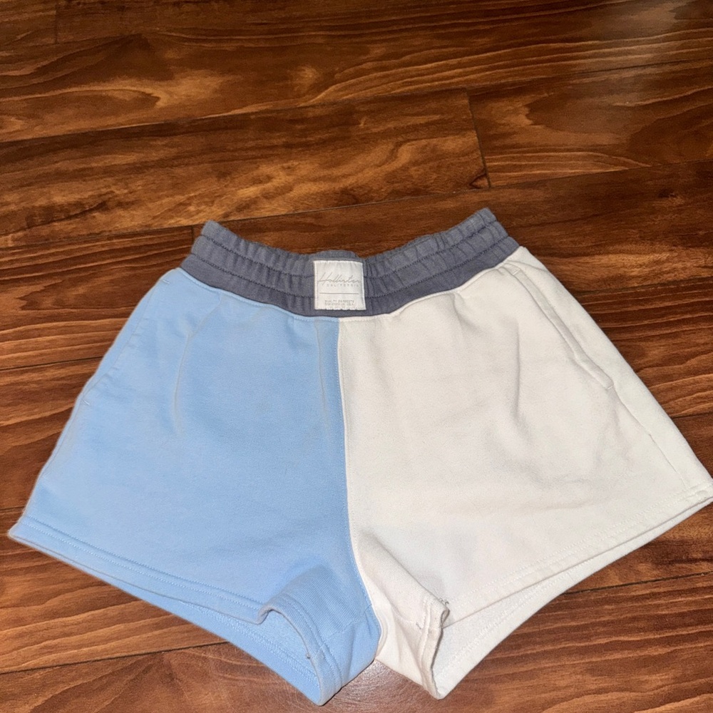 Hollister Blue and White Ultra High-Rise Shorts